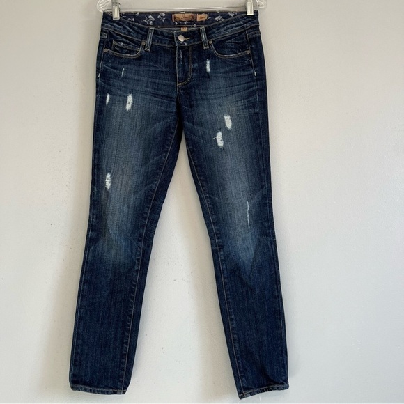 Paige Women's Skyline Distressed Skinny Ankle Jeans Sz 27 Low Rise - Picture 1 of 11